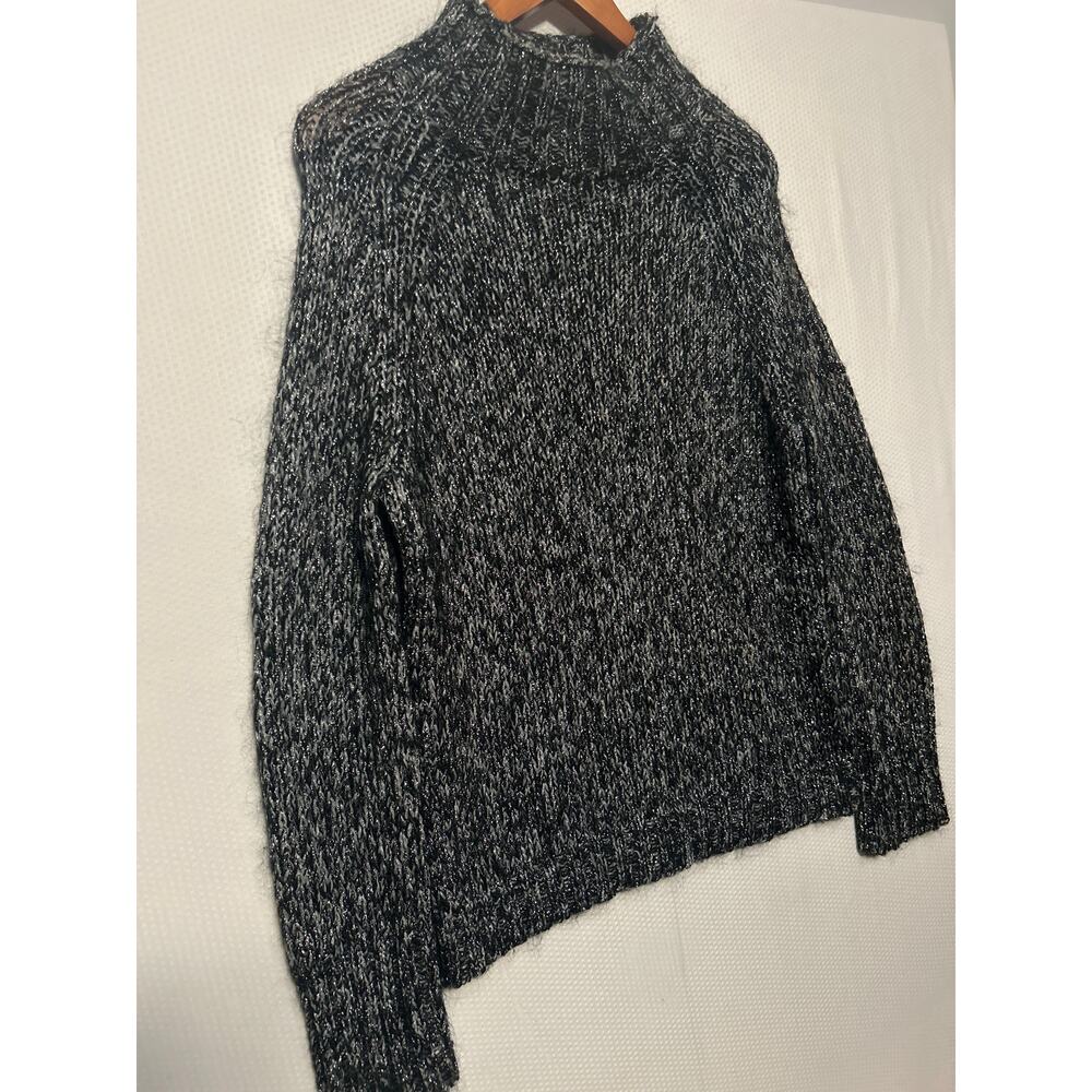 Express Women's Black Silver Metallic Marled Mock Neck Sweater‎ Large - Picture 4 of 9